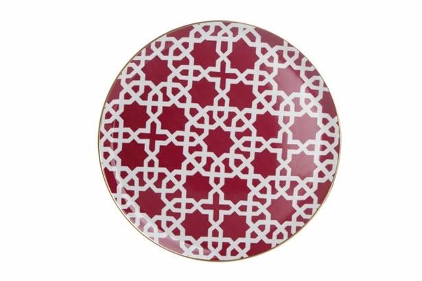 Porland Morocco Desen5 Fuşya Düz Tabak 28Cm