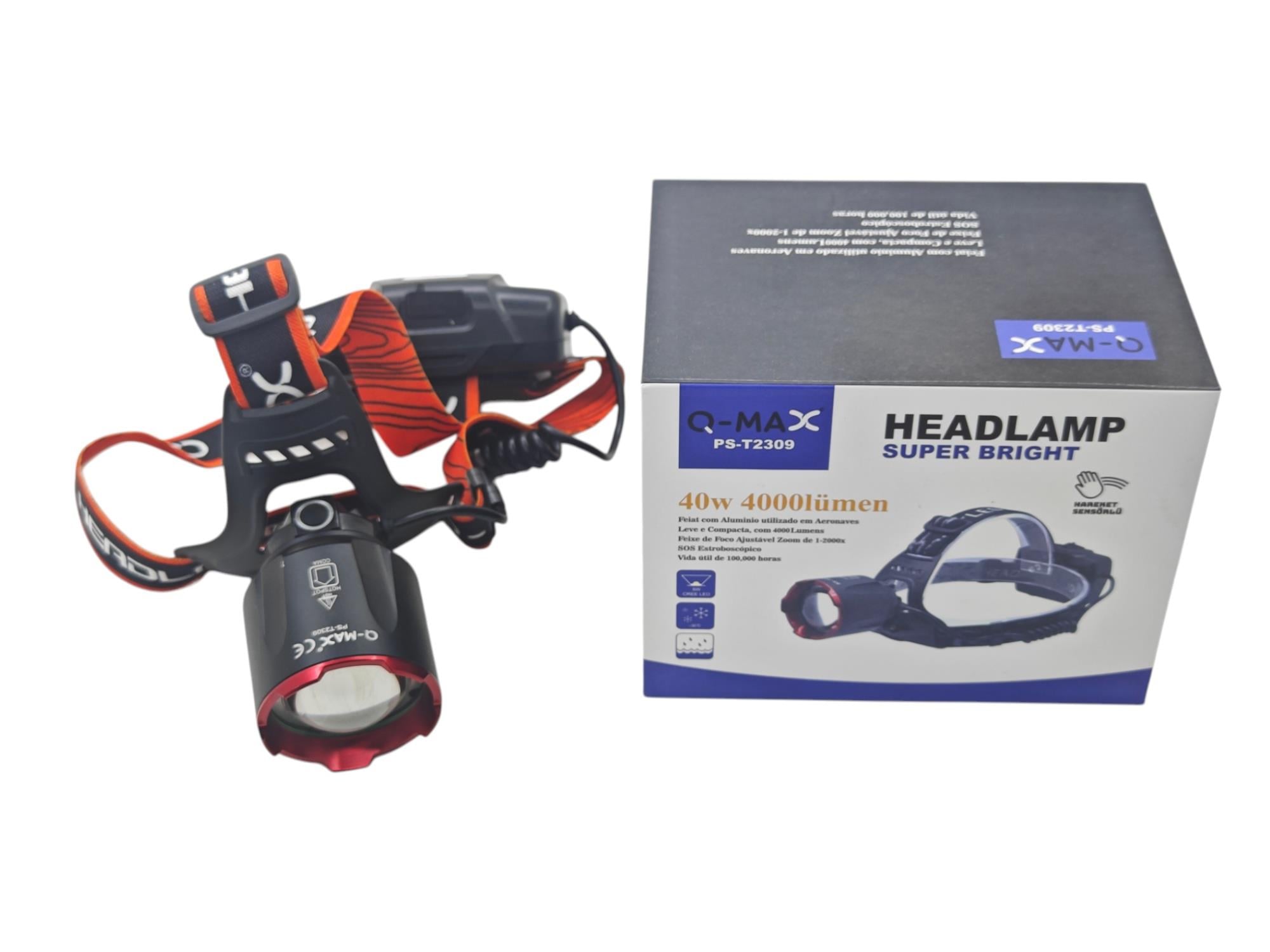 PS-T2309   Q-Max 40W Led Şarjlı Kafa Lambası 4000 Lümen
