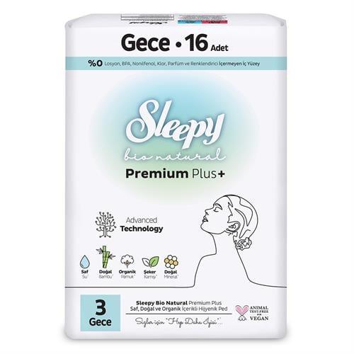 Sleepy Bio Natural Premium Plus Hijyenik Ped Gece 16 Adet Süper Eko