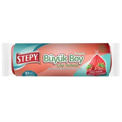 Stepy Büyük Boy Çöp Torbası Çilek Kokulu 10 Adet ( 65*70 cm )