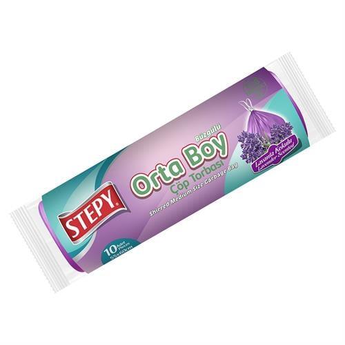 Stepy Orta Boy Çöp Torbası Büzgülü Lavanta Kokulu 10 Adet ( 55*60 cm )