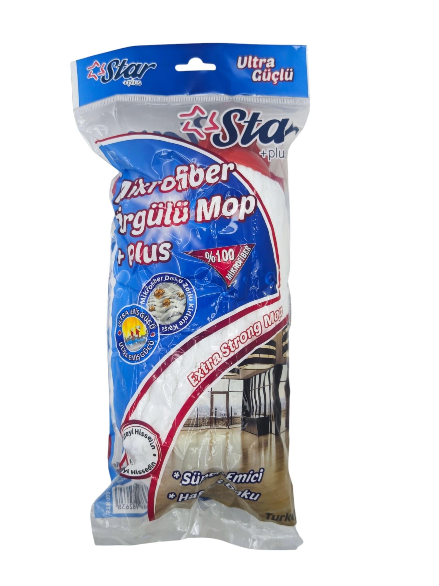 STR-102   Star +Plus Mikrofiber Örgülü Mop (Yuvarlak)