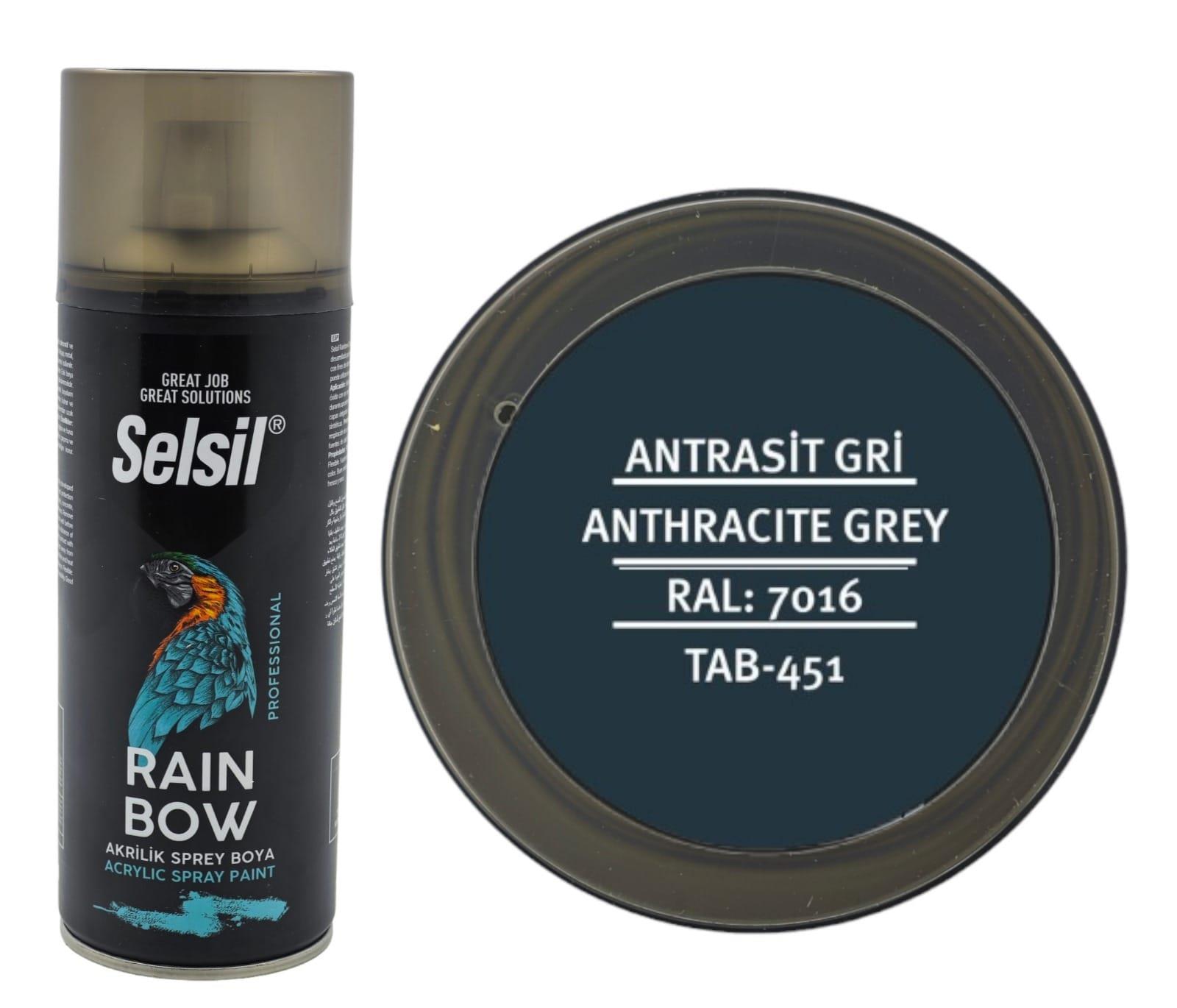 Tab-451   Selsil Raınbow Akrilik Sprey Boya 400Ml - Antrasit Gri