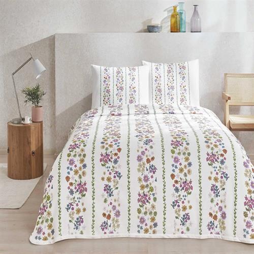 Taç Baskılı Lily Tek  Kişilik Pike Takımı Pembe