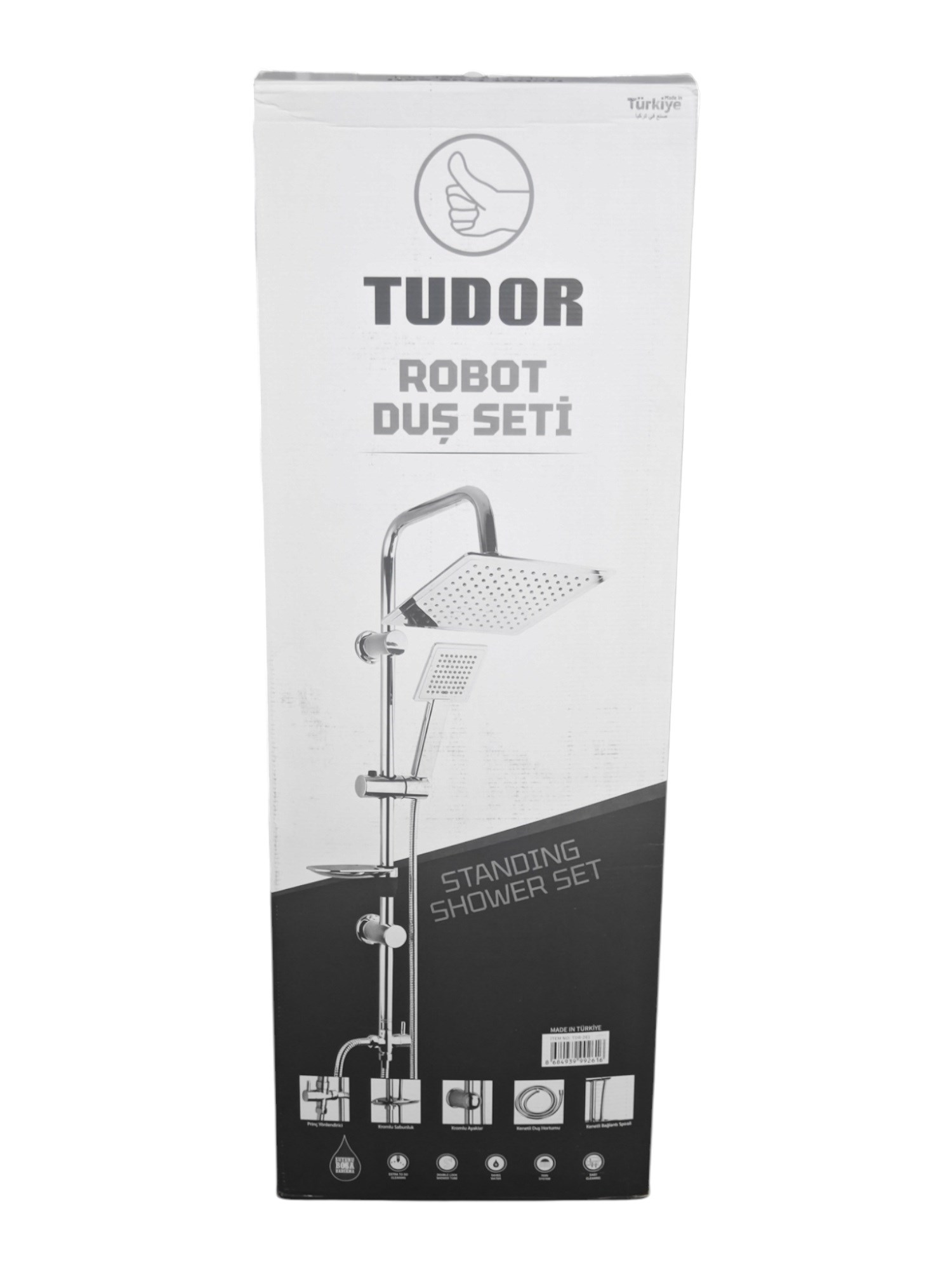 TDR-262   Tudor Gri Robot Tepe Duş Seti