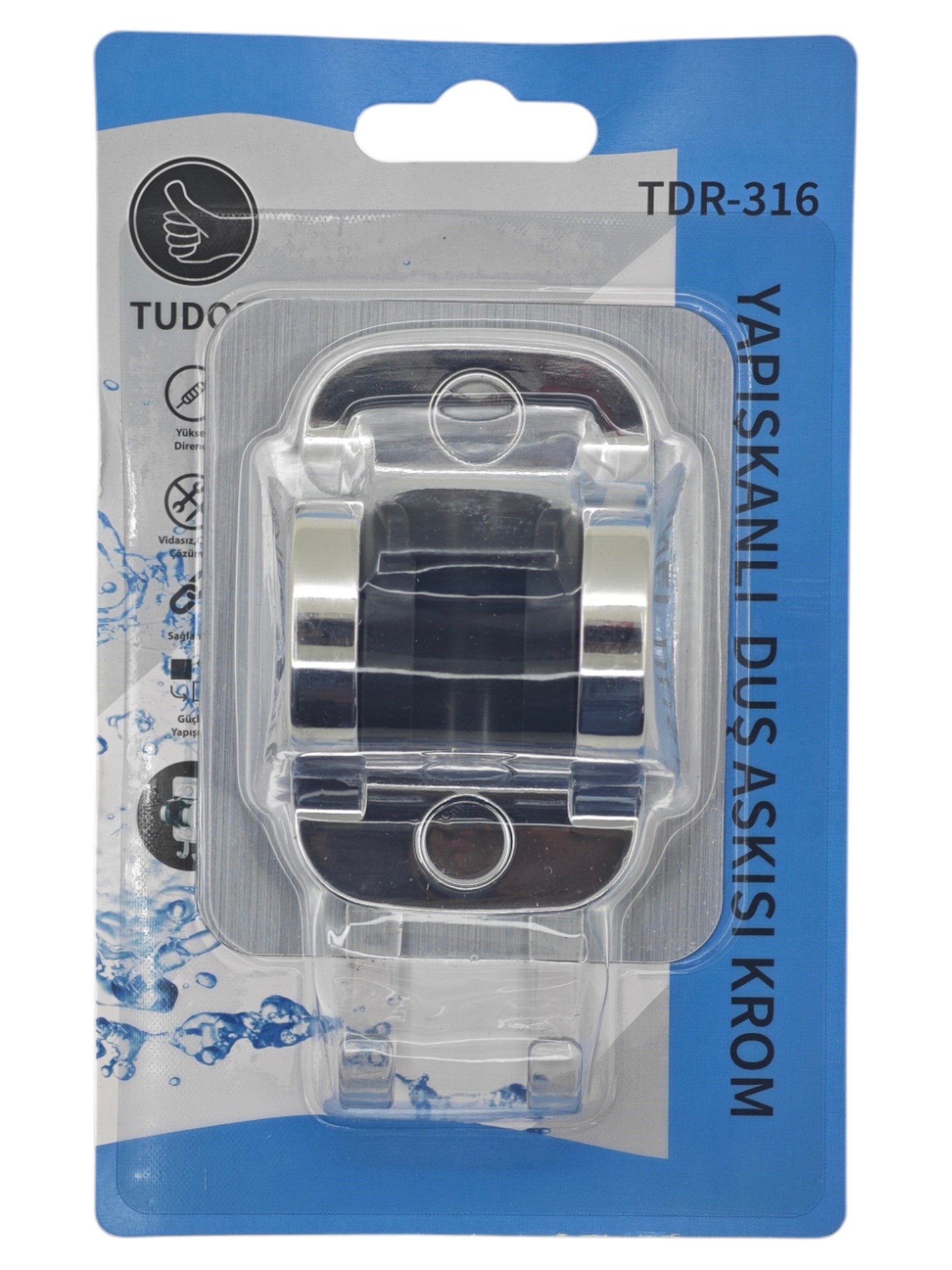 TDR-316   Tudor Yapışkanlı Krom Duş Askısı