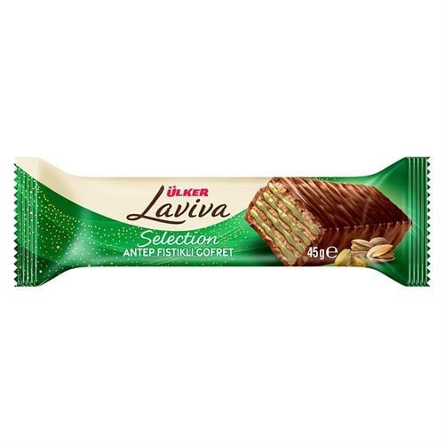 Ülker Laviva Selection Sütlü Çikolata Kaplamalı Antep Fıstıklı Kremalı Gofret 45 Gr