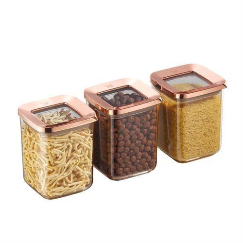 Vip Ahmet  Kare Saklama Kabı Bakır 3*900 Ml Vp-377