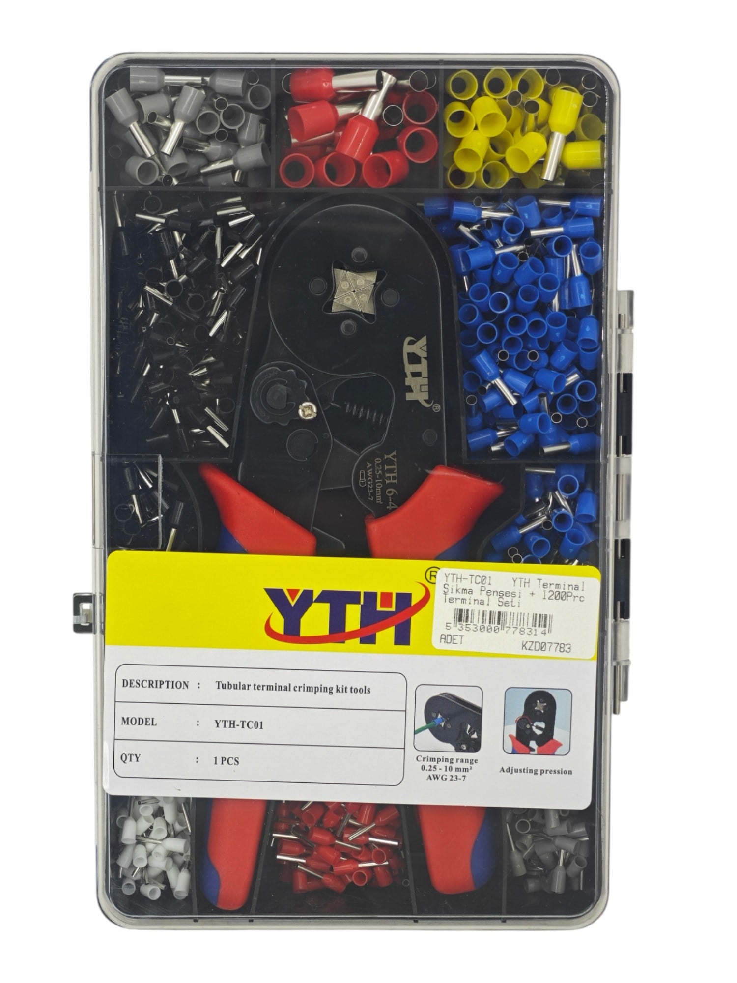 YTH-TC01   YTH Terminal Sıkma Pensesi + 1200Prç Terminal Seti