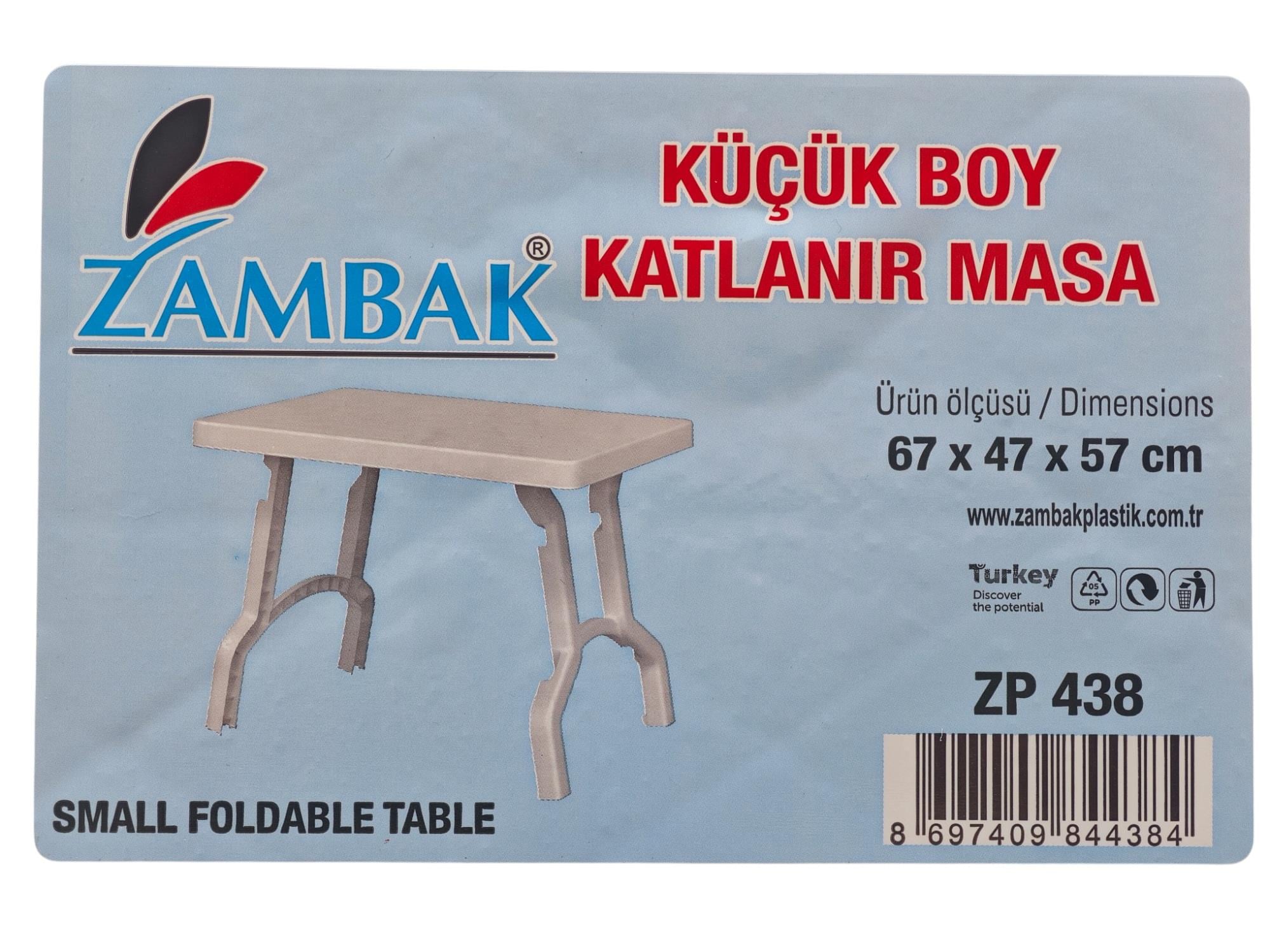 ZP 438   Zambak Plastik Katlanır Masa 67*47x57cm - Küçük