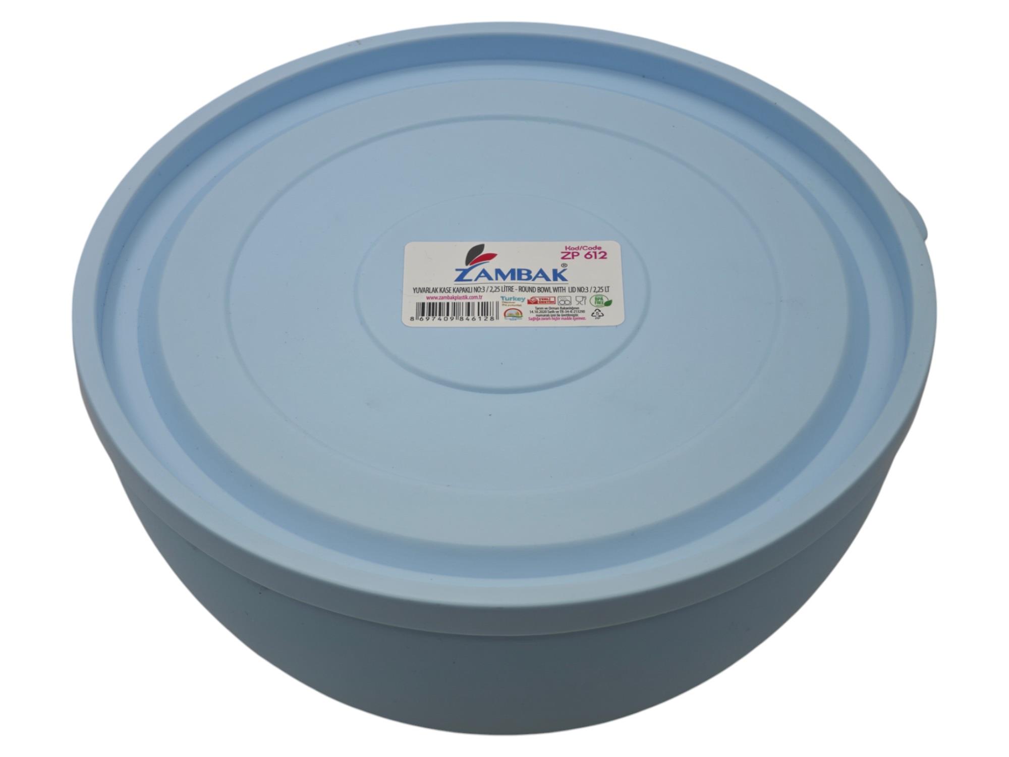 ZP612   Zambak Plastik Yuvarlak Kase Kapaklı 2.5lt