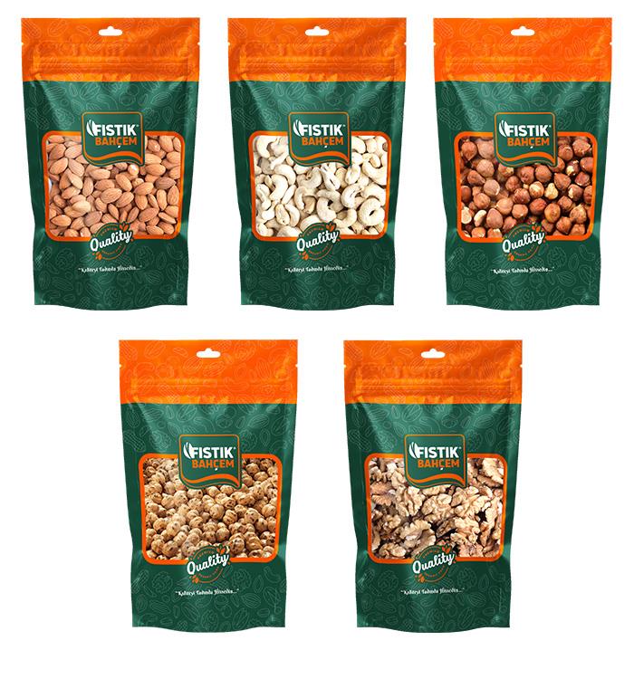 Kuruyemiş Naturel Çiğ 5 li Set 750 Gr