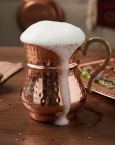 İçi Ayran Dolu Bakır Ayran Bardağı