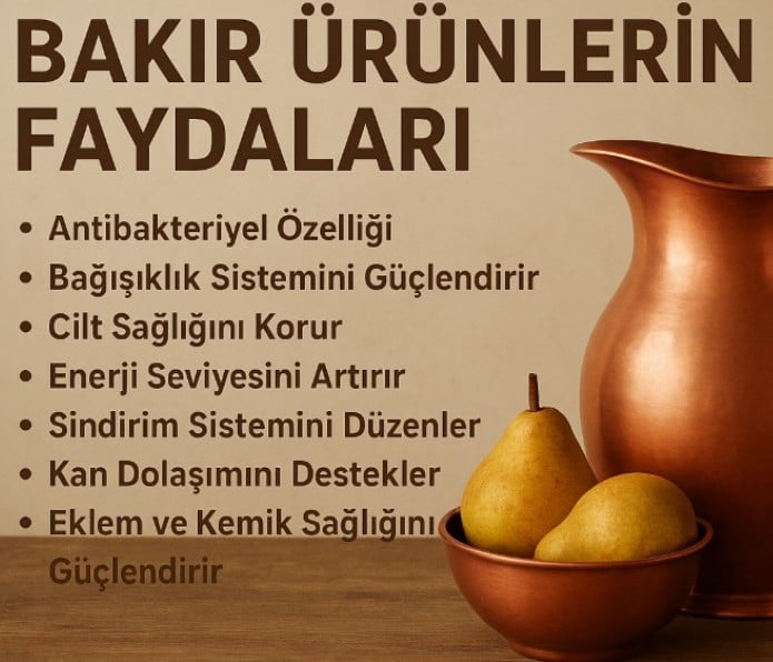 Parlayan bakır tencere, cezve ve dekoratif objelerin yer aldığı geleneksel mutfak sahnesi