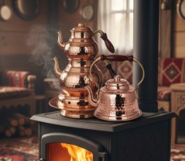 Maraş bakır çaydanlık, işlemeli Maraş Bakır Demlik