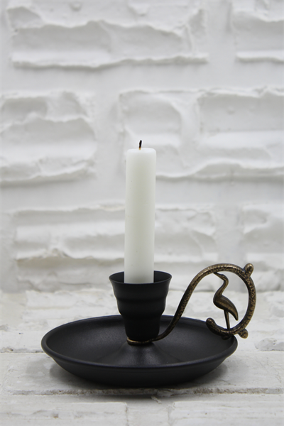 Metal Nostalji Mumluk & El Şamdanı Kendinden Iğneli Mat Siyah Antik Kulp Turna2623-4