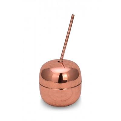 Turna Copper Apple Cocktail Straight with Straw 250 Ml Set of 2 Red Turna0485-21