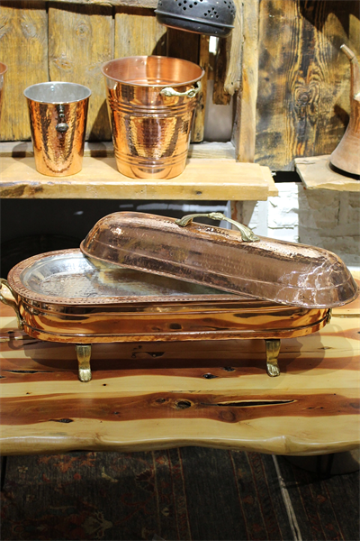 Turna Bakır Ayaklı Közlü Sunum Kebaplık Kapaklı 120 Cm Kırmızı