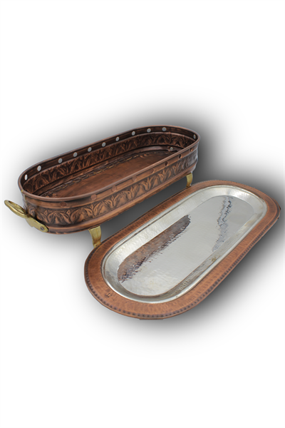 Turna Bakır Ayaklı Közlü Sunum Kebaplık 30 Cm Oksit Turna5862-3