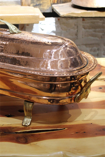 Turna Bakır Ayaklı Közlü Sunum Kebaplık Kapaklı 110 Cm Kırmızı