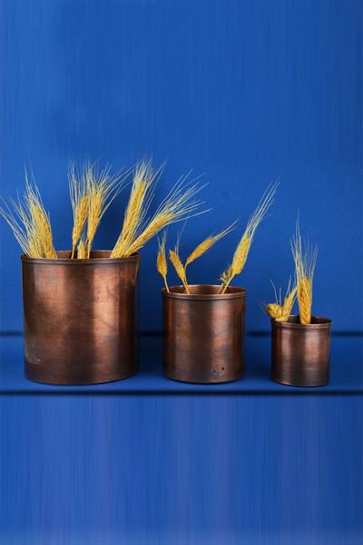 Turna Copper Spring Flower Pot Set of 3 Flat Oxide Turna2567-3
