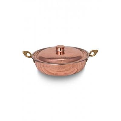 Turna Copper Beyoğlu Pan with Lid 1 No 18 Cm Hand Forged Red Turna7576-1