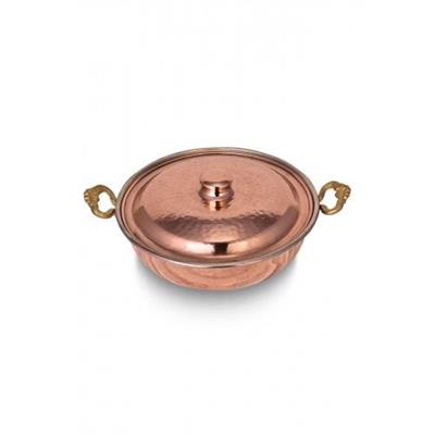 Turna Copper Beyoğlu Pan with Lid 1 No 18 Cm Hand Forged Red Turna7576-1