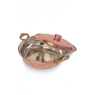 Turna Copper Beyoğlu Pan with Lid 4 No 24 Cm Hand Forged Red Turna7579-1