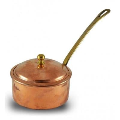 Turna Copper Dalyan Sauce Bowl with Lid 14 Cm Hand Forged Red Turna4802-1