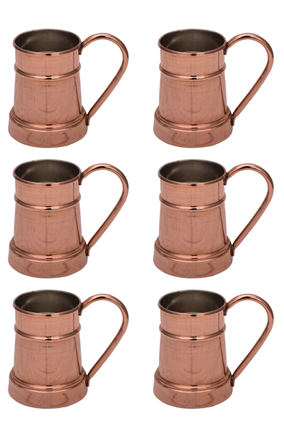 Turna Copper Debito Glass Straight 600 Ml Set of 6 Red Turna0455-61