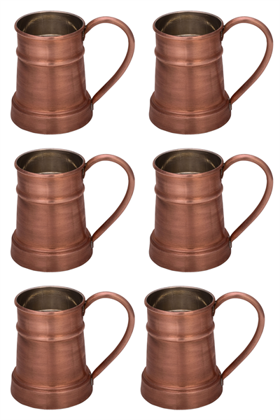 Turna Copper Debito Glass Straight 600 Ml Set of 6 Oxide Turna0455-63