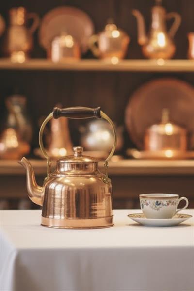 Turna Bakır Çayyolu Demlik Ahşap Kulp Düz Kırmızı Turna1974-1