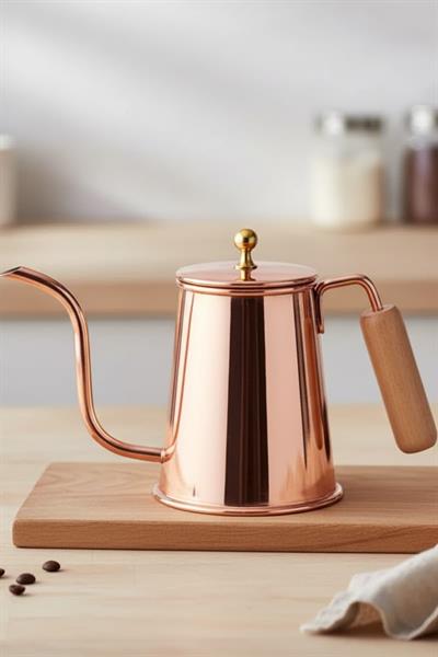 Turna Bakır Kahveevi Demlik Düz Kırmızı Turna4813-1