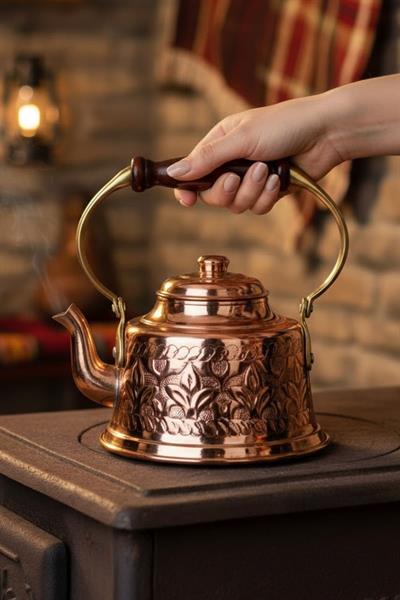 Turna Bakır Maraş Demlik El İşleme Kırmızı Turna1968-1