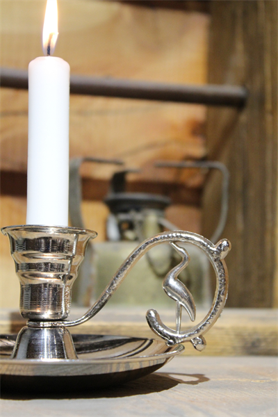 Turna Bakır Elit Mumluk & El Şamdanı Gümüş Kulp Kendinden Iğneli Turna2625-2