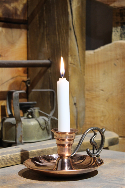 Turna Bakır Elit Mumluk & El Şamdanı Kırmızı Antik Kulp Kendinden Iğneli Turna2625-1