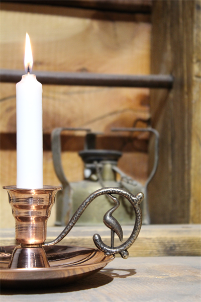 Turna Bakır Elit Mumluk & El Şamdanı Kırmızı Antik Kulp Kendinden Iğneli Turna2625-1