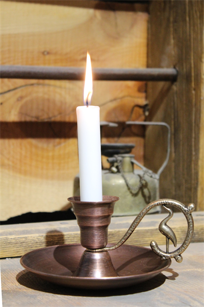 Turna Bakır Elit Mumluk & El Şamdanı Oksit Antik Kulp Kendinden Iğneli Turna2625-3