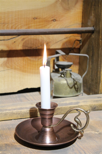 Turna Bakır Elit Mumluk & El Şamdanı Oksit Antik Kulp Kendinden Iğneli Turna2625-3