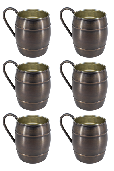 Turna Copper Grande Glass 1 No Plain 500 Ml Set of 6 Oxide Turna0498-63