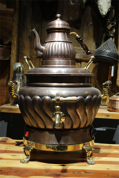 Turna Bakır Hünkar Yuvarlak Dilimli Elektrikli Semaver 3 No Oksit Turna5567-3