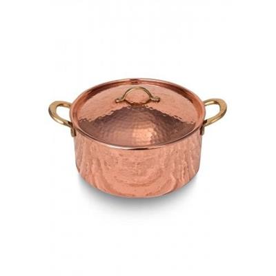 Turna Bakır İtalyan Tencere 1 No 16 Cm El Dövme Kırmızı Turna8150-1