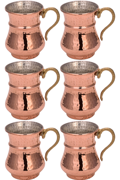 Turna Copper Cord Mug Machine Forged 250 Ml Set of 6 Red Turna0488-61