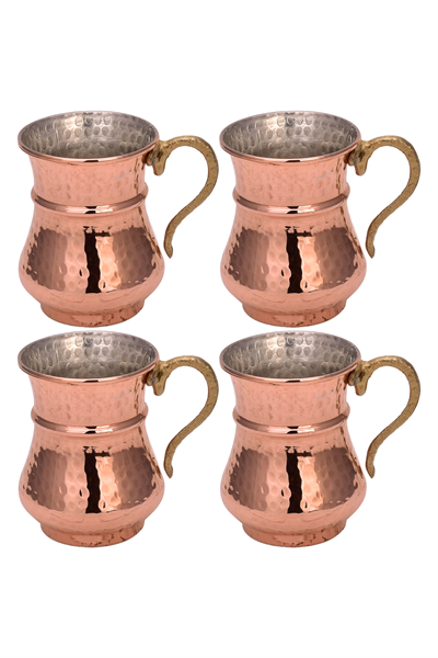 Turna Mug with Copper Cord Machine Forged 250 Ml Set of 4 Red Turna0488-41