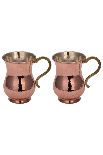 Turna Copper Cordless Mug Hand Forged 300 Ml Set of 2 Red Turna0451-21