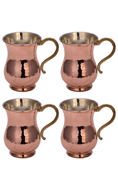 Turna Copper Cordless Mug Hand Forged 300 Ml Set of 4 Red Turna0451-41
