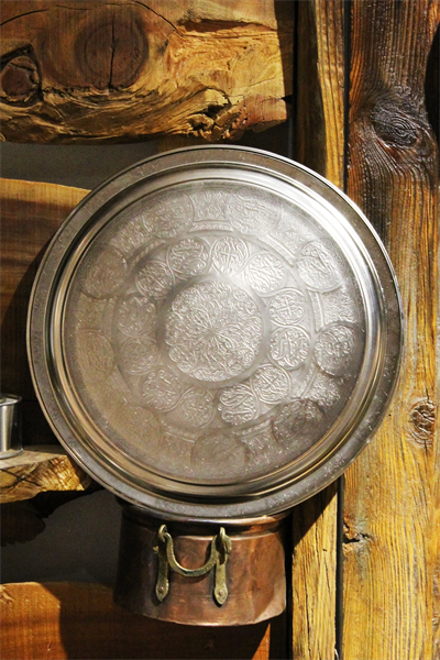 Turna Bakır Krom Yuvarlak Sunum Tepsi 34 Cm Makine İşleme Nikel Turna5861-2