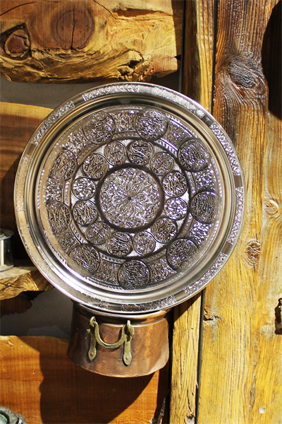 Turna Bakır Krom Yuvarlak Sunum Tepsi 34 Cm Makine İşleme Nikel Turna5861-2