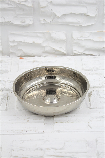 Turna Bakır Kurnacı Hamam Tası 16 Cm El Dövme Nikel Turna4052-2