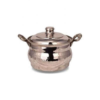 Turna Copper Maraş Casserole Pot 2 No 20 Cm Hand Forged Nickel Turna8172-2
